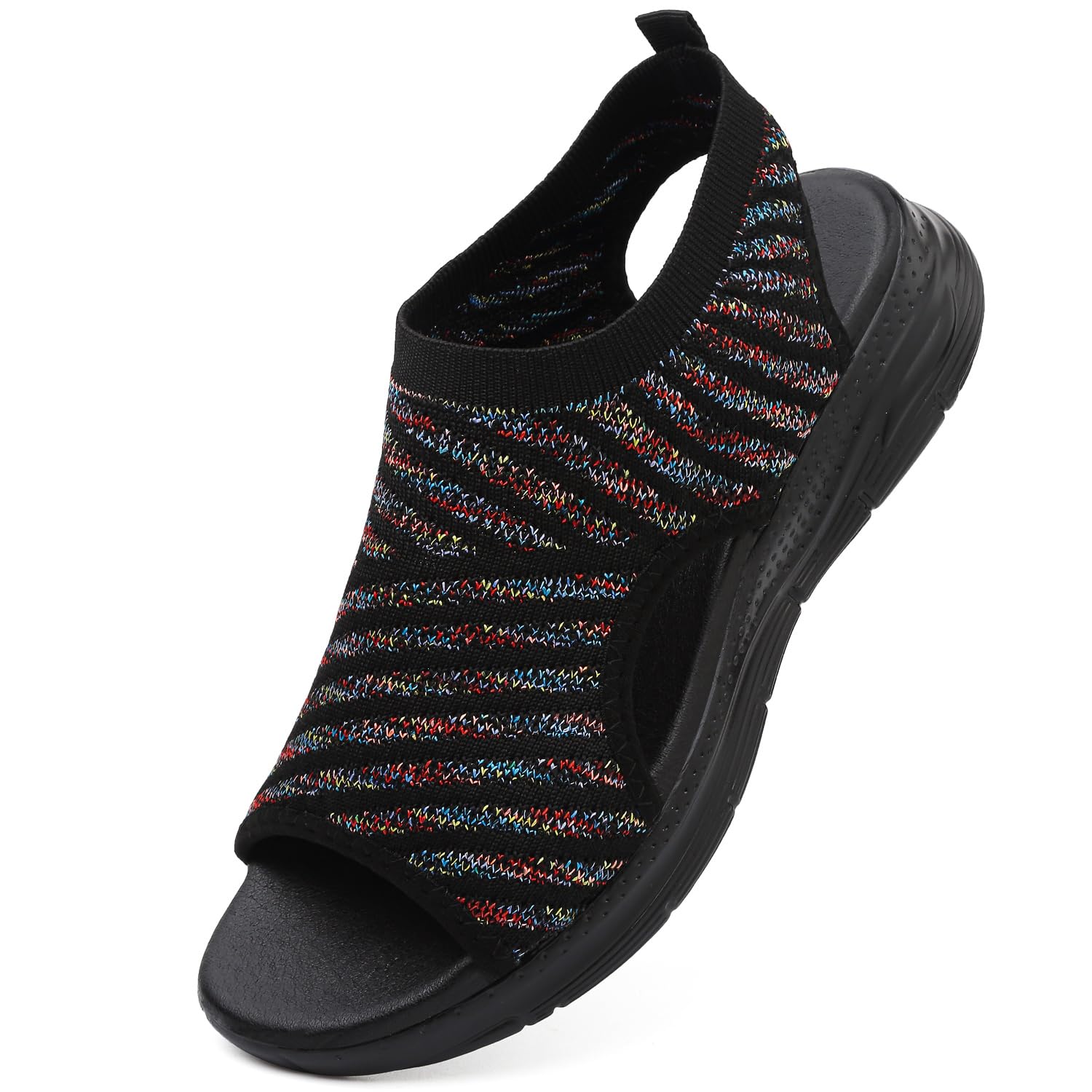 HODTOB Damen Orthopädische Sommer Bequeme Leichte Sandale Rutsche Sport Sandalen Leichte Strick Sandalen Mesh Weiche Sohle Freizeit Damenschuhe