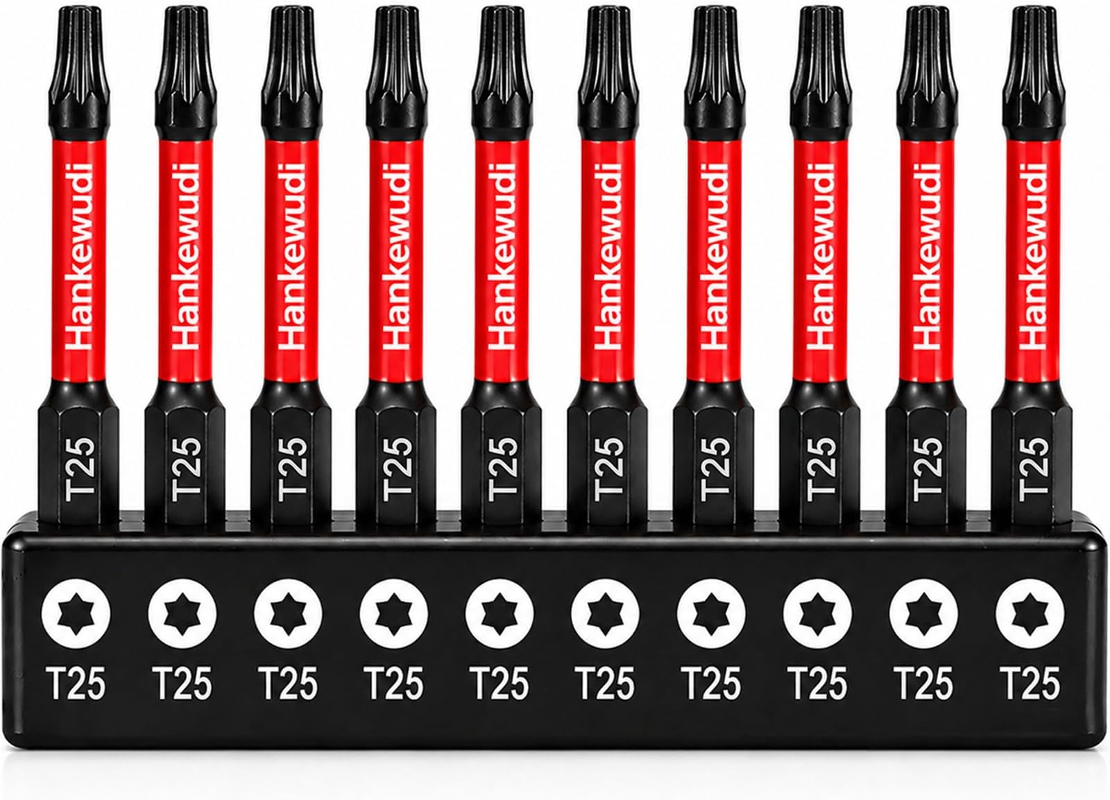 10 Piece T25 Torx Bits For Impact Driver,2 Inch #25 Torque Star Screwdriver Bit Set, CNC Machining S2 Steel Torx Head Power Bits,With Rugged Storage Box