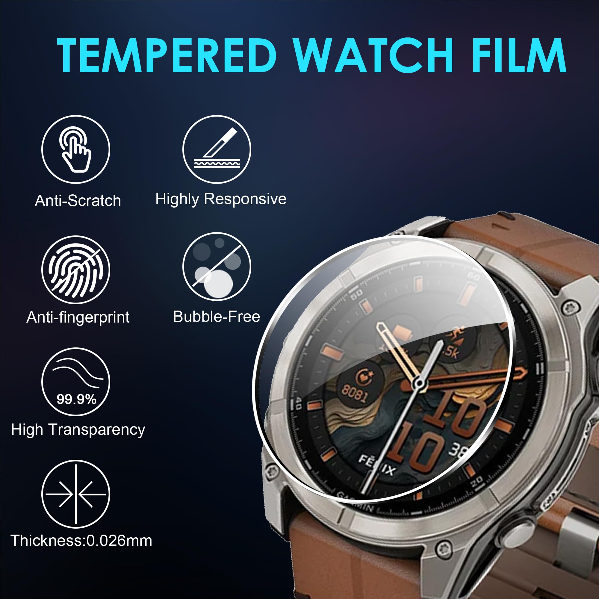 Pellicola Vetro Temperato Per Garmin Fenix 8 51mm - 4 Pezzi, Antigraffio E Antiolio