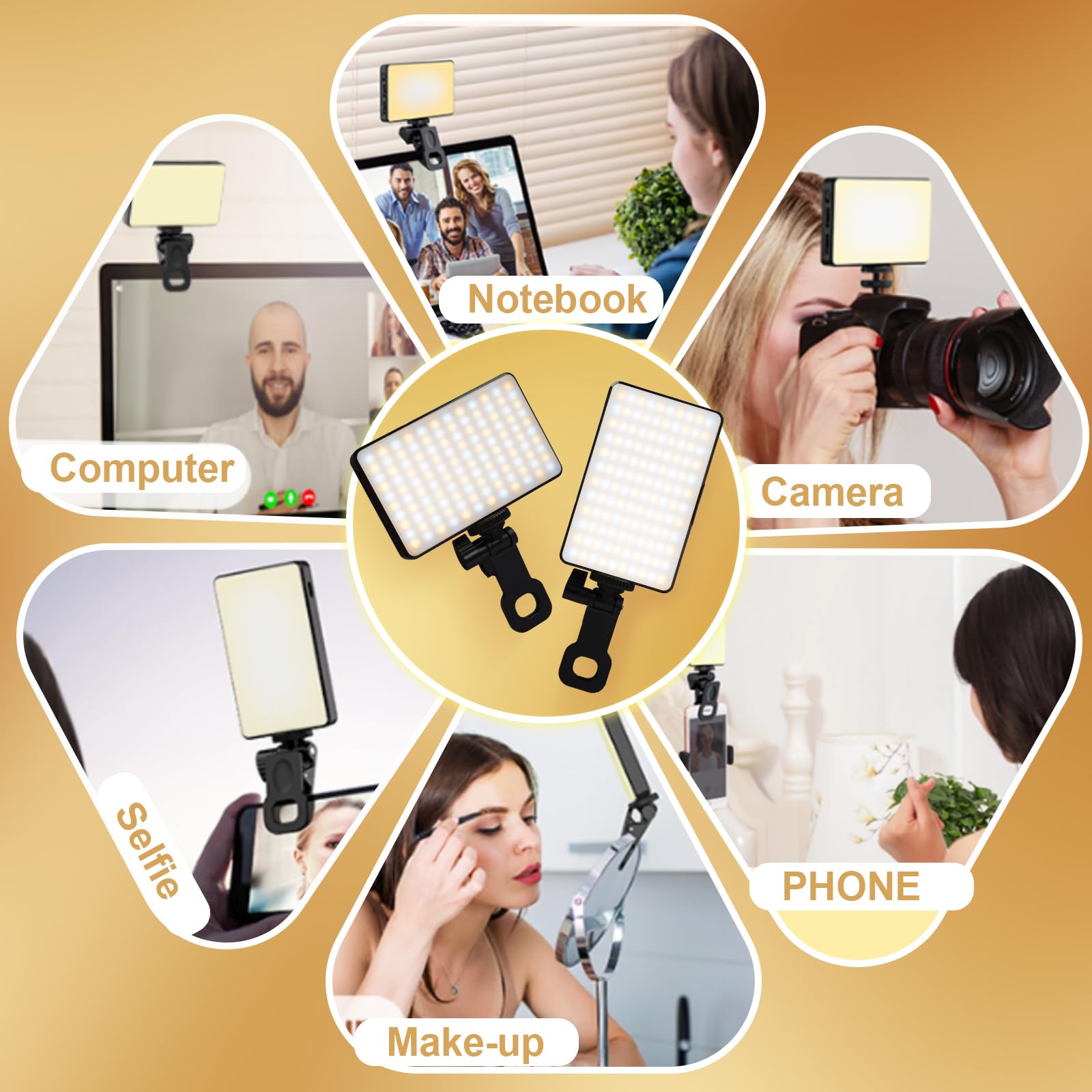 Selfie Ring Light, Ricaricabile Clip-on Luce per Selfie ad Anello da 3 Modalità 48 LED Light, Telefono Luce ad Anello Video per Tablet, Laptop, Live Streaming, TikTok, Trucco e Videoconferenza