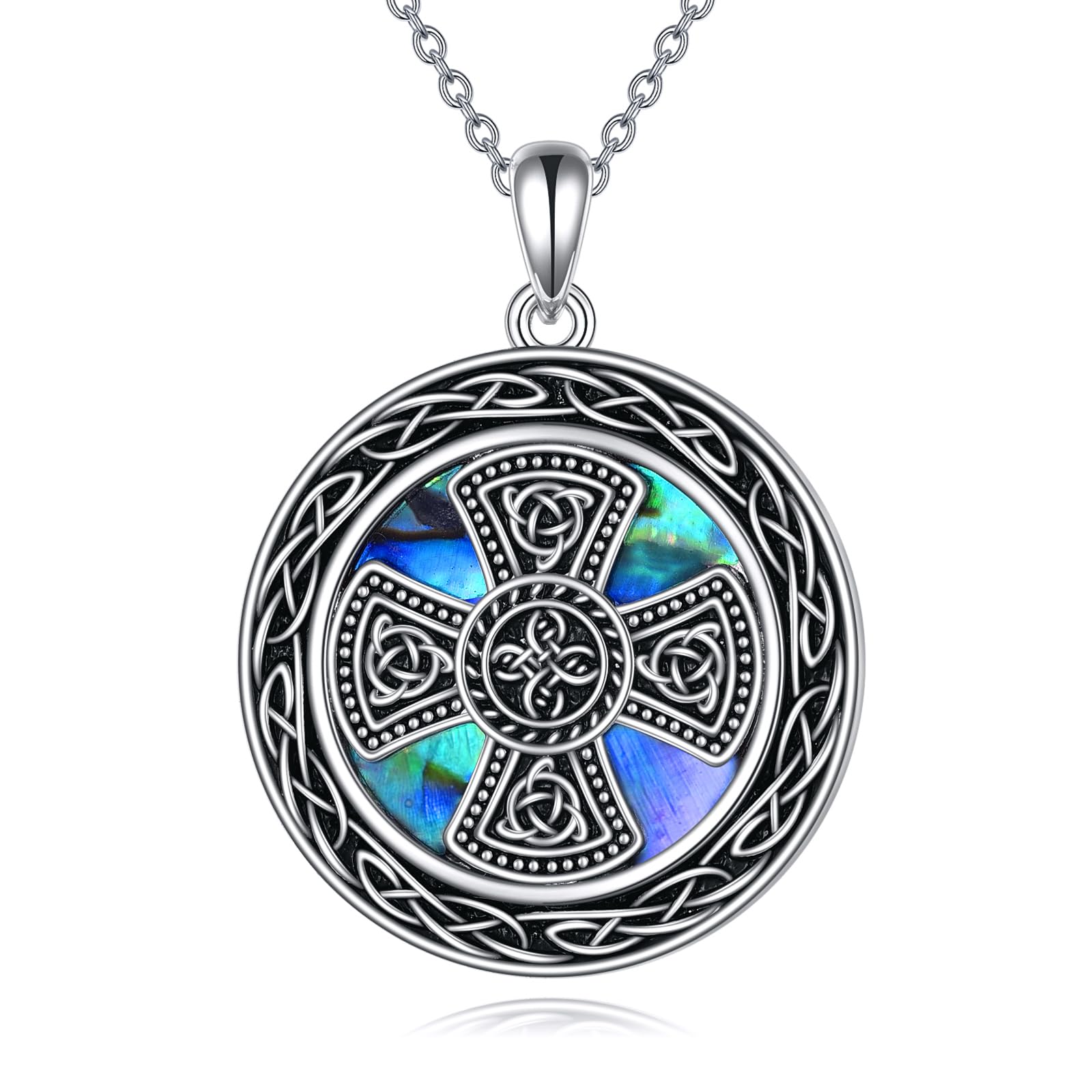 Pendentif Triple Lune en argent sterling et nacre d'ormeau véritable