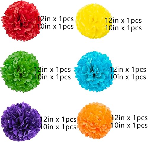 Miniatura 3 de Decoración de pompones de papel para colgar de pañuelos de arcoíris pompones de papel para colgar bola de flores boda fiesta de cumpleaños baby