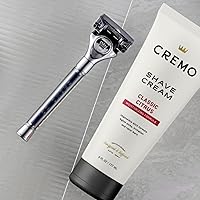 Vista 5 de Cremo Juego de regalo original para afeitado para hombres, incluye crema de afeitar Impossibly-Slick de 6 onzas, maquinillas de afeitar cromadas