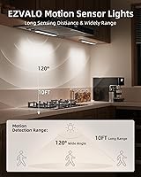 Vista 2 de EZVALO Iluminación bajo gabinete, luz LED recargable de 98 LED con sensor de movimiento para interiores, luces magnéticas regulables para armario