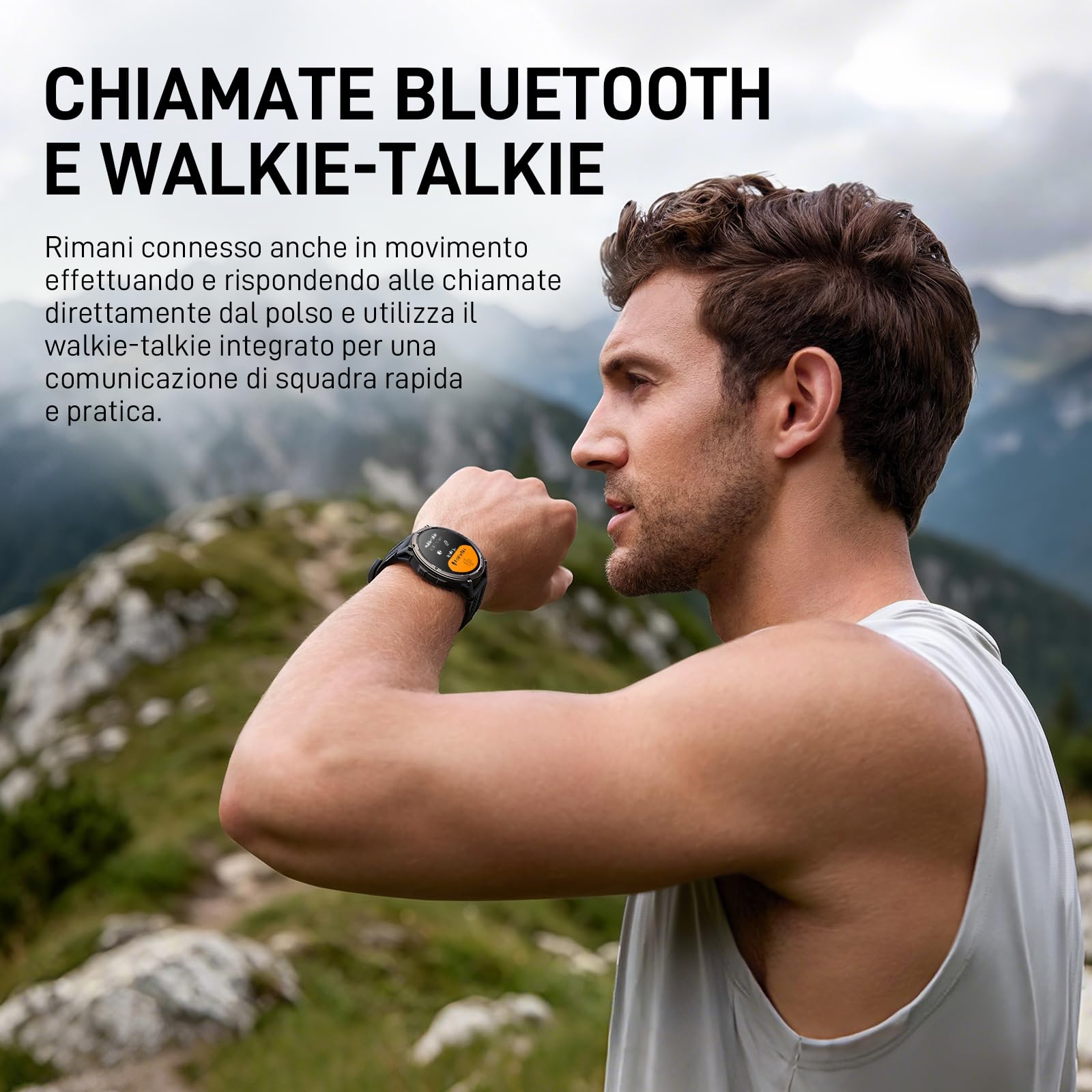 KOSPET ORB 2 Smartwatch uomo Rugged, GPS Dual-band, Impermeabile IP69&5ATM | Batteria da 500mAh, Torcia LED Integrata, 170+ Modalità Sportive, Monitor della Salute, Compatibile con Android & iPhone Nero