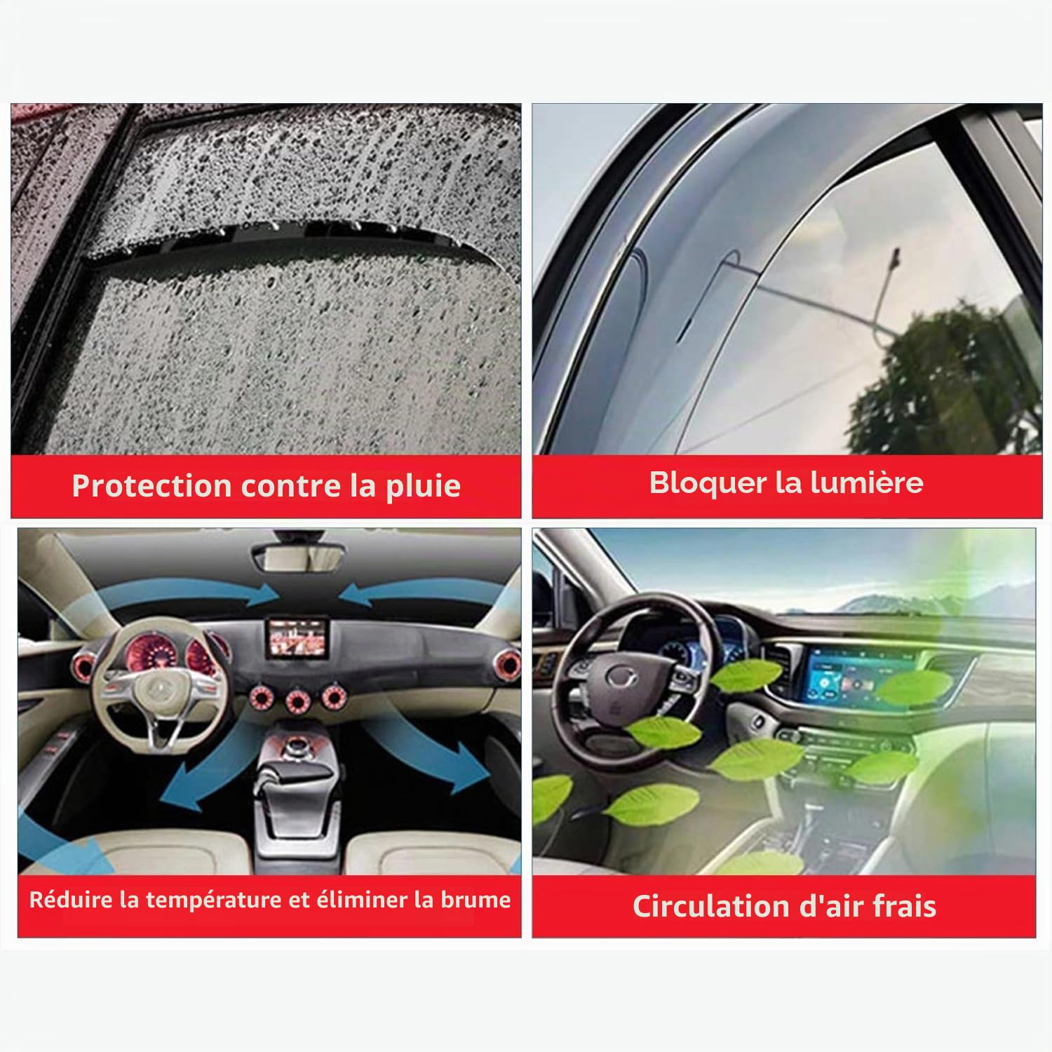 Lot de 2 déflecteurs d'air compatibles avec MERCEDES-BENZ Vito, V-Class, Marco Polo W447 modèles 2014 2015 2016 2017 2018 2019 2020 2021 2022 2023 2024 2025.