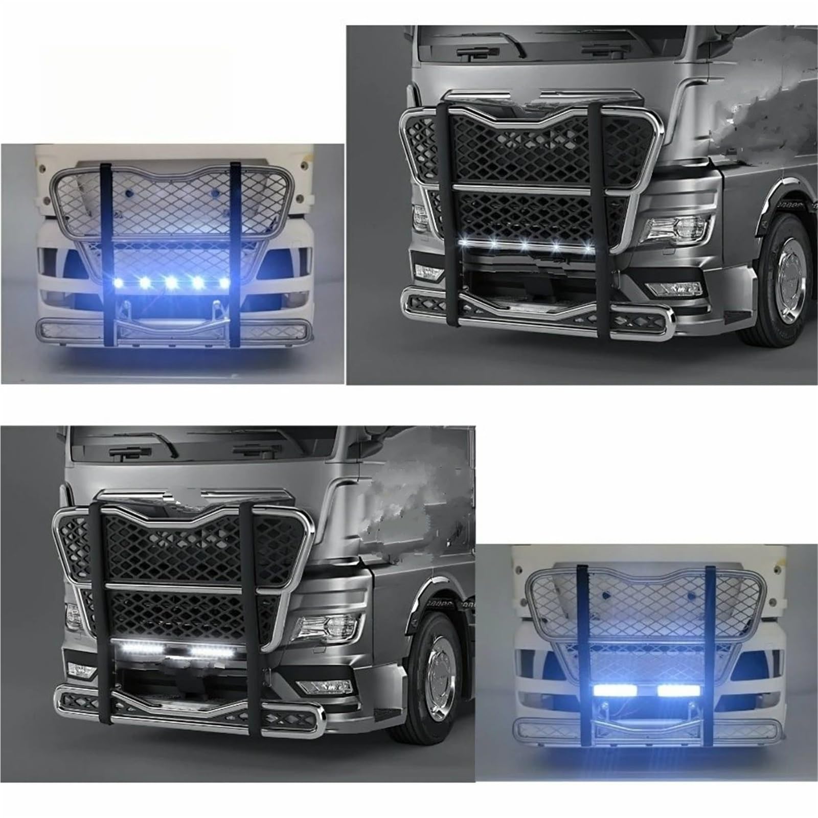 Parachoques Delantero con Focos Luz Aleación Aluminio para Tamiya para Man para TGX 540 56325 56329 1/14 Piezas Camión Volquete Coche RC Juguetes Piezas Mejora RC