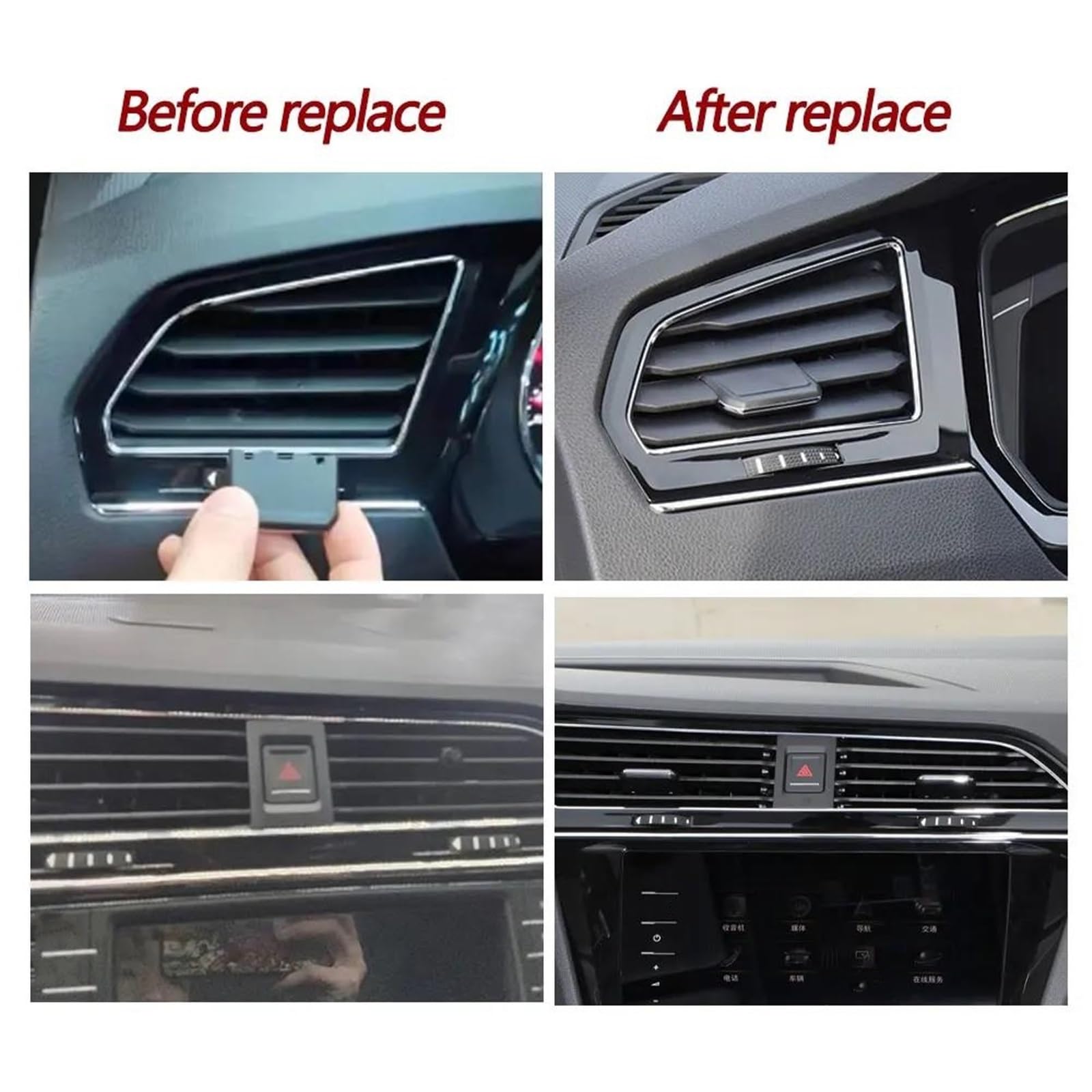 Bocchette dell'Aria per VW per Tiguan 2017-2022 Linguetta Presa d'Aria Climatizzatore Cruscotto Anteriore Dell'auto Clip Scorrevole Griglia Dell'ugello(LHD Right 1PC)