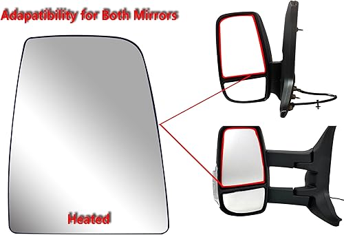 Miniatura 2 de Espejo lateral izquierdo de repuesto para el conductor, cristal principal superior calentado con placa trasera para Ford Transit T150 T250 T350