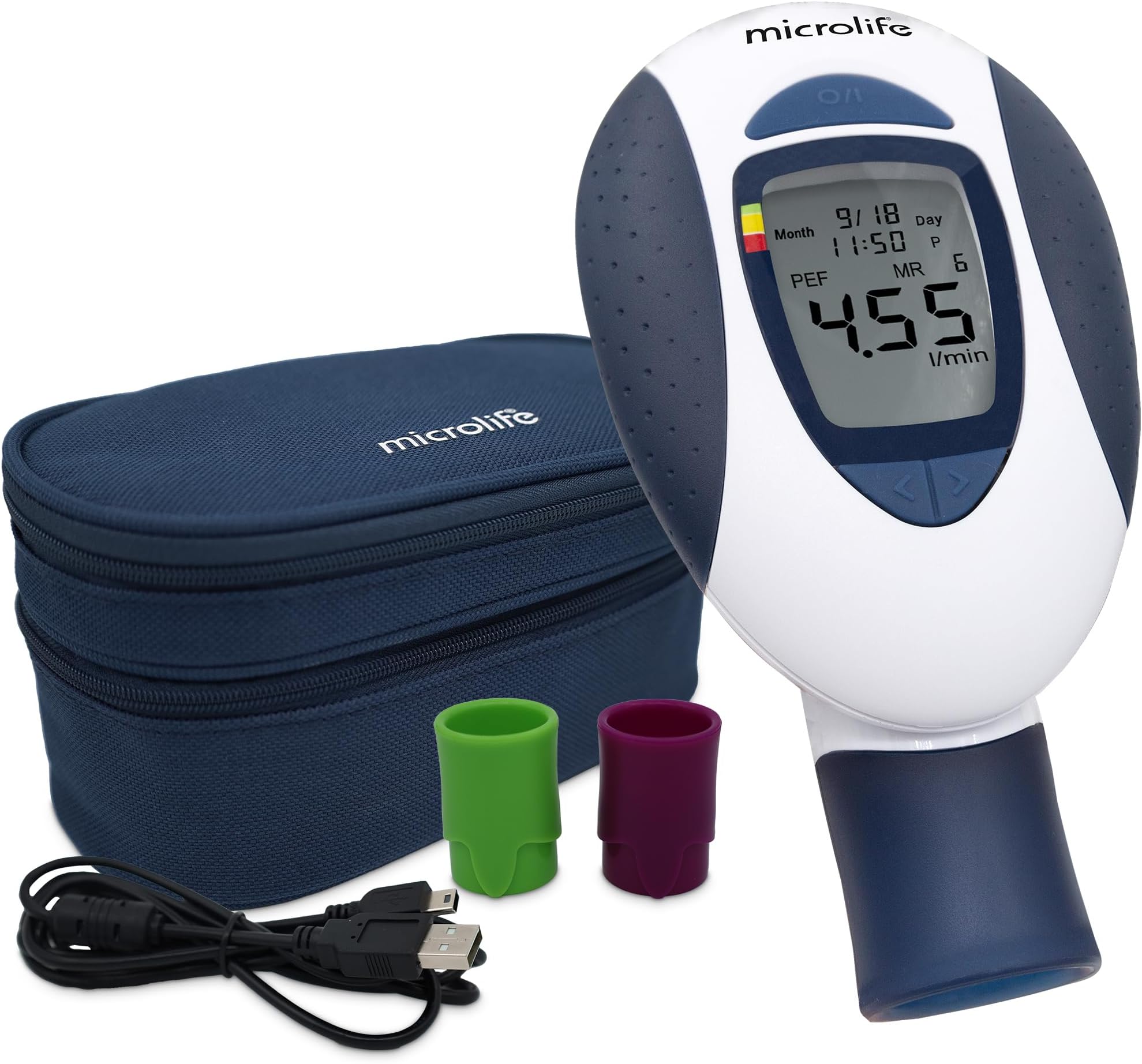 Microlife (Deluxe Kit) Digital Peak Flow Meter Tests PEF / FEV1 / Early Detection of Asthma Attacks | Spirometer for Kids & Adults | Perfect for Monitoring Asthma, COPD & other Lung Conditions at Home