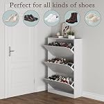 BORNOON Cabinet de chaussures avec 3 Tiroirs à bascule, Armoire de rangement de chaussures minces, Organisateur de chaussures autonome avec réglable & Étagères amovibles, plateau d'affichage supérieur pour entrée, hall, foyer, placard