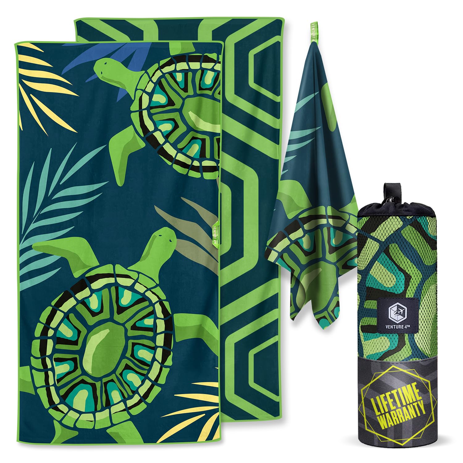 VENTURE 4TH Microfiber Beach Towel: Quick-Dry, Compact, Sand-Free, Absorbent, Sandproof and Lightweight - Perfect for Camping, Beach, and Roadtrips (