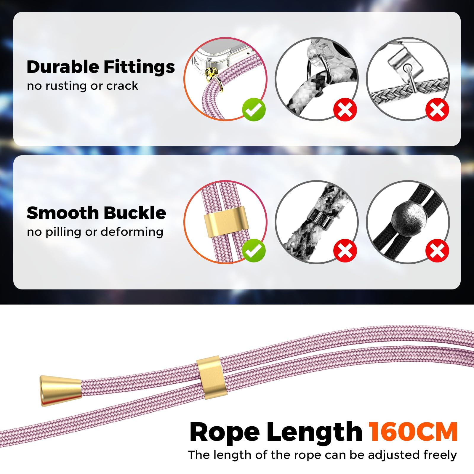 OLEPHY Trasparente Cover con Cordino per Samsung Galaxy A35 5G, Morbida Custodia con Regolabile Collana, [Antiurto] [Rimovibile] Case con Laccio Tracolla, Oro Rosa