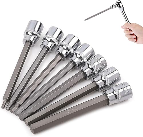 Miniatura 6 de Juego de 20 llaves hexagonales extralargas de 38 pulgadas SAE estándar y métrico (18 pulgadas - 38 pulgadas, 0.118-0.472 in) Brocas Allen de acero