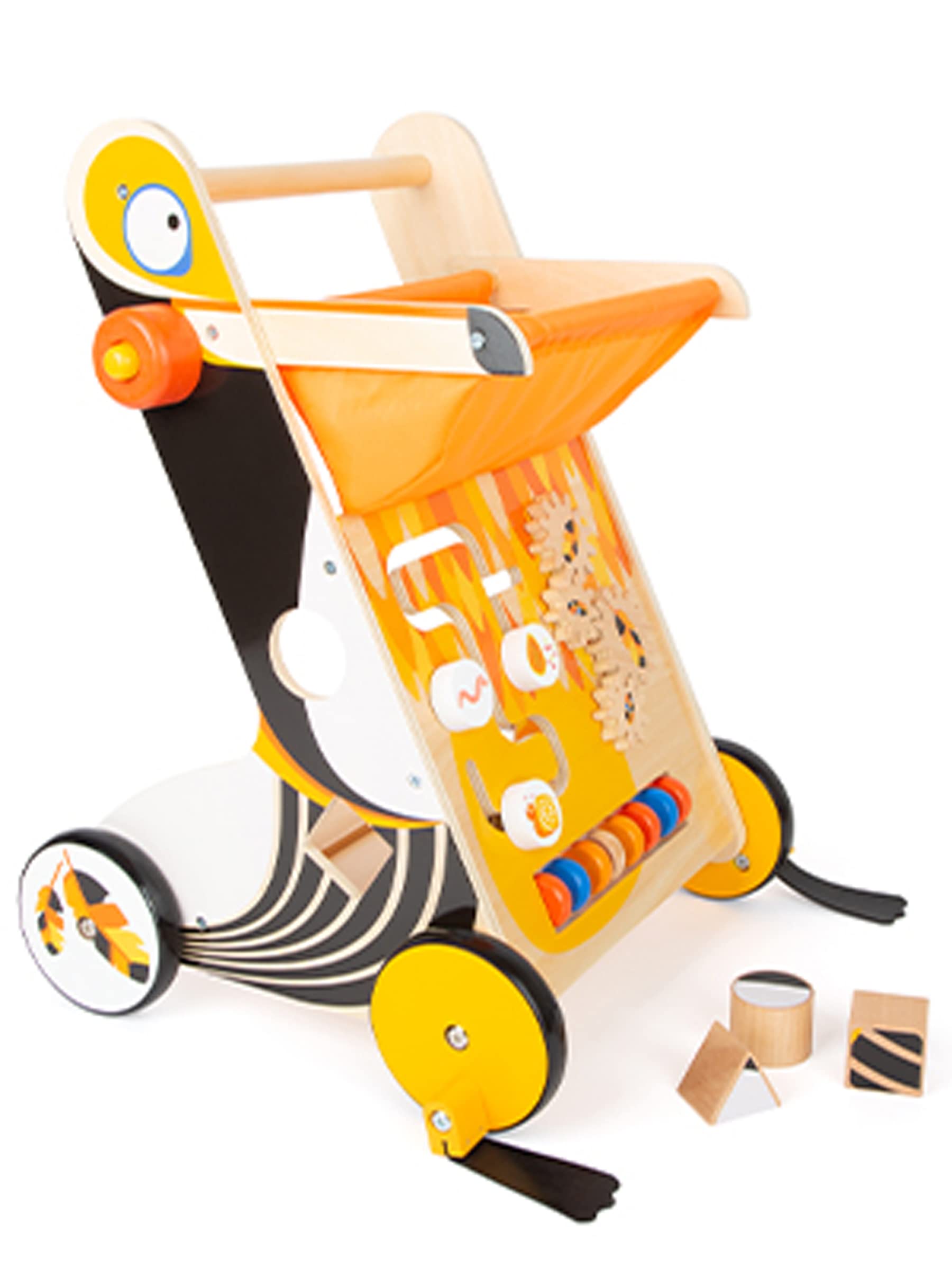 small foot Lauflernwagen Tukan aus Holz mit Bremssystem und vielseitigen Spielmöglichkeiten, für Kinder ab 1 Jahr, 11737