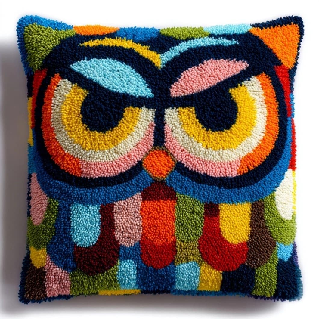 AxiangziK Latch Hook Pillow Kit Owl 43X43Cm