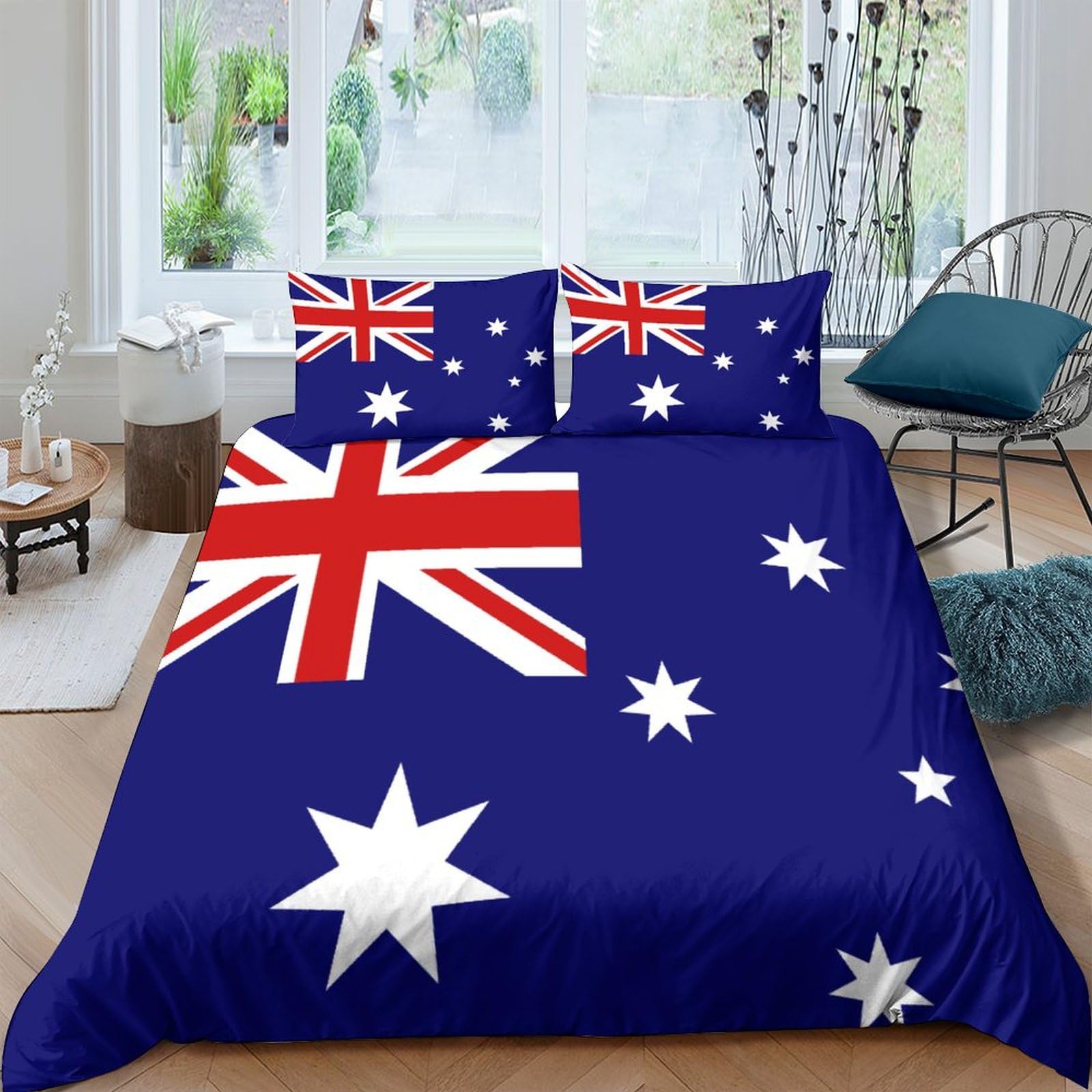Aaharya Australia Flag Bedding Set Duvet Cover Soft Microfiber Quilt Cover With 3D National Flag Print Design For Kids Teens Adults Double（200X200cm）