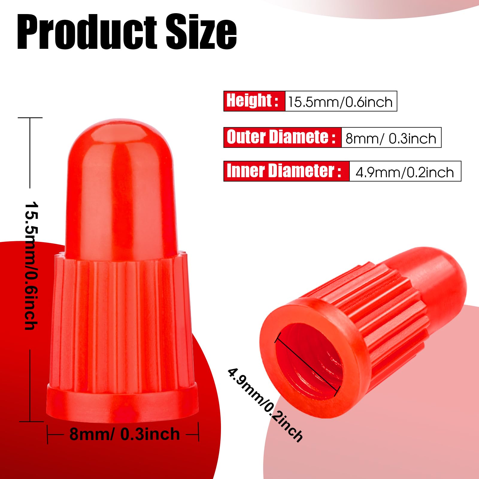 Tapones de válvula de neumático de bicicleta rojos de plástico, compatibles con MTB, bicicleta de carretera y bicicleta, válvulas Presta/francesas, paquete de 20