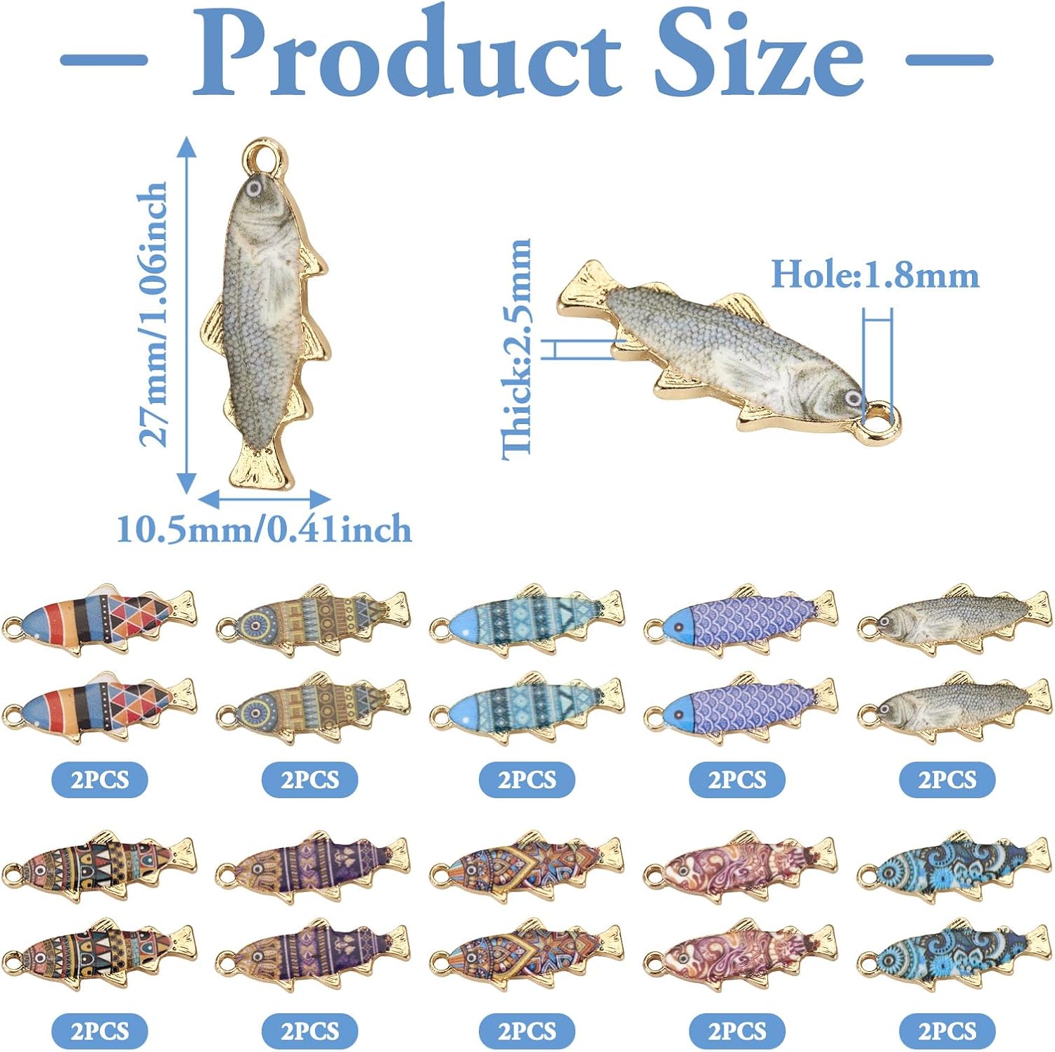 20Pcs Fish Charms Enamel Colorful Ocean Theme Fish Animal Charms Marine Fish Pendants for Jewelry Making Bracelets Earrings Necklace Keychains Hanging Decorating 10 Colors - Image 5