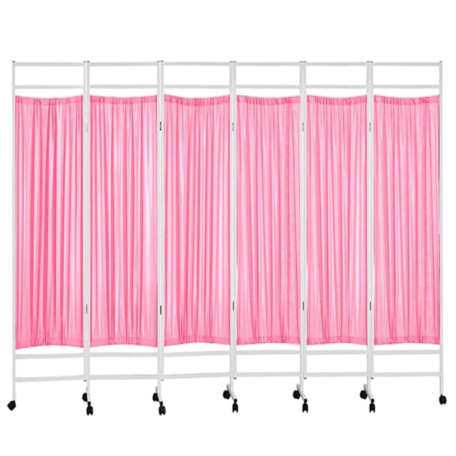 3/4/5/6 Panels New Version Medical Privacy Screen, Pink, Mobile Partition Screen for Nursing Home/Hospital Room/ICU Monitoring, Metal Frame Bed Partition (Color : Pink, Size : 4 Panels-W200c