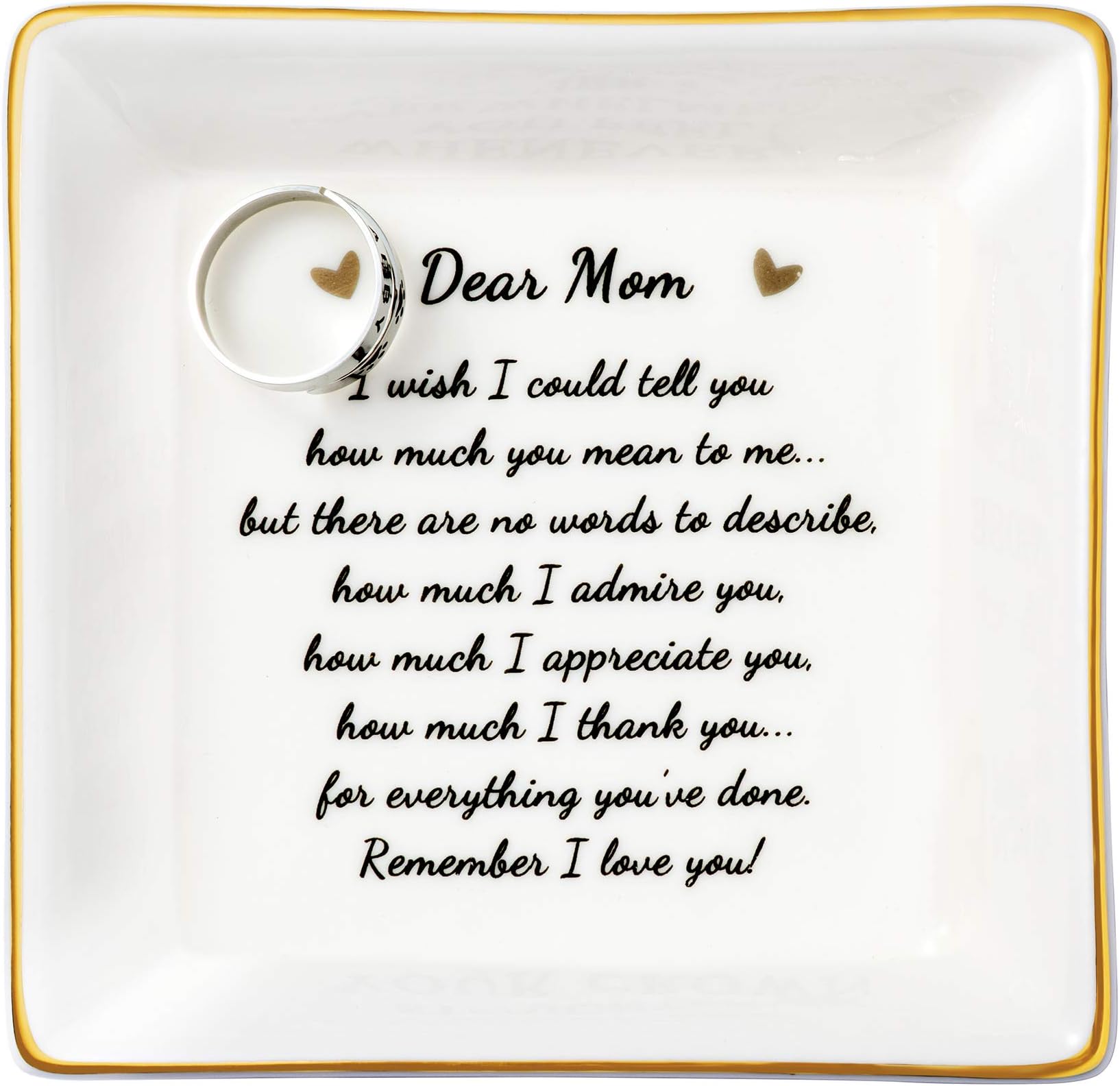 JoycuFFGifts for Mom Ring Trinket Dish Christmas Gifts for Mom from Daughter Decorative Distance Mom Jewelry Tray Unique Presents for Birthday Mother's Day Thanksgiving Day Home Decor