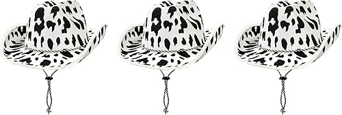 Miniatura 6 de Beistle Sombreros de vaquero con estampado de vaca, 2 piezas, talla única, correa de barbilla ajustable, suministros para fiestas occidentales,