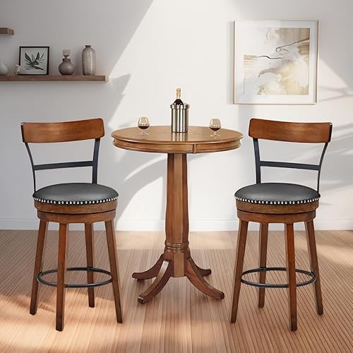 Miniatura 2 de ERGOMASTER Juego de 2 taburetes de bar giratorios de altura de mostrador para isla de cocina, taburetes de bar tapizados de piel sintética con