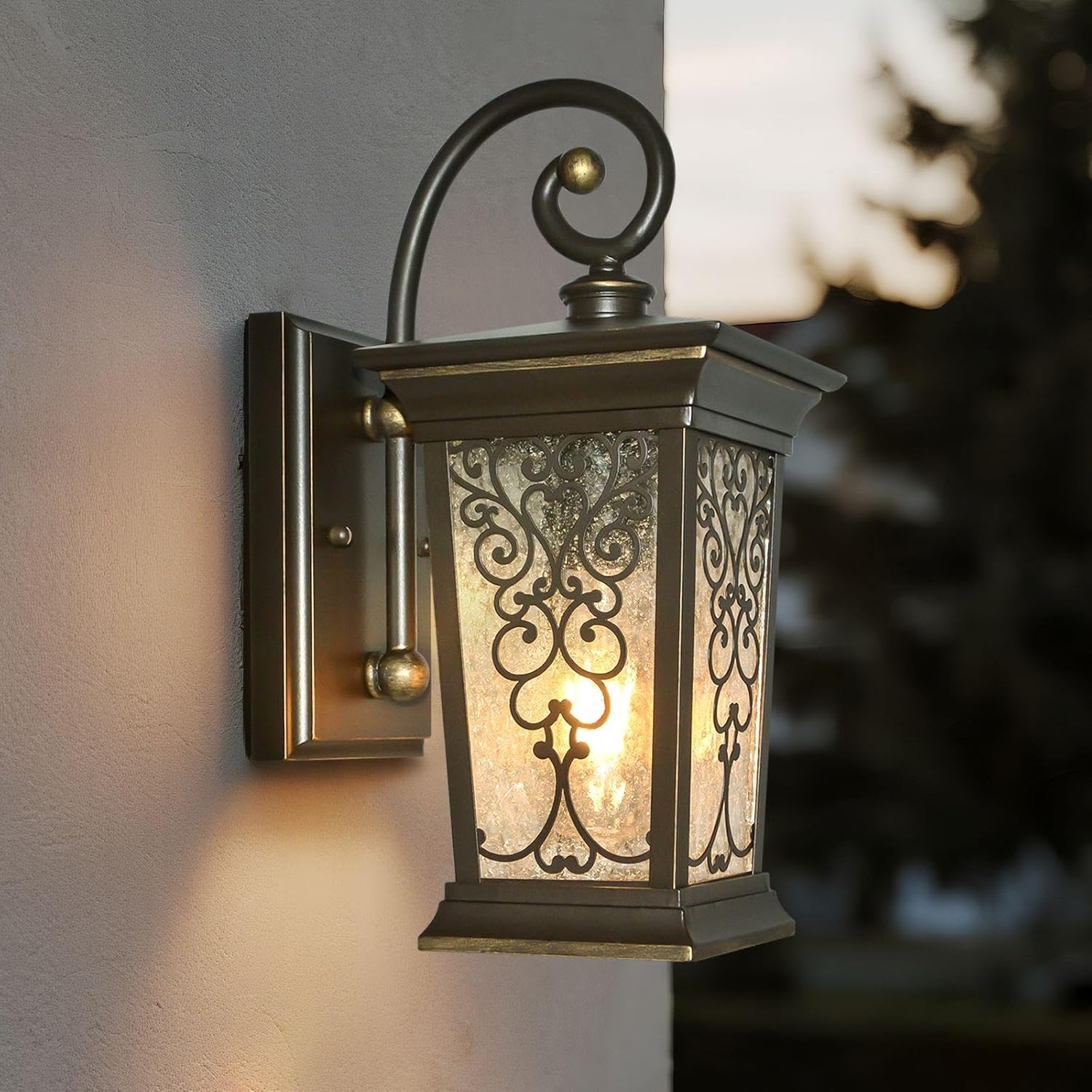 ALVIME Outdoor Wall Light Fixtures, 17 Inch Oil Rubbed Bronze Exterior Lighting Fixtures, Waterproof Outdoor Sconce Lights, Outside Porch Lanterns for House, Farmhouse, E26 Base&Clear Seeded Glass