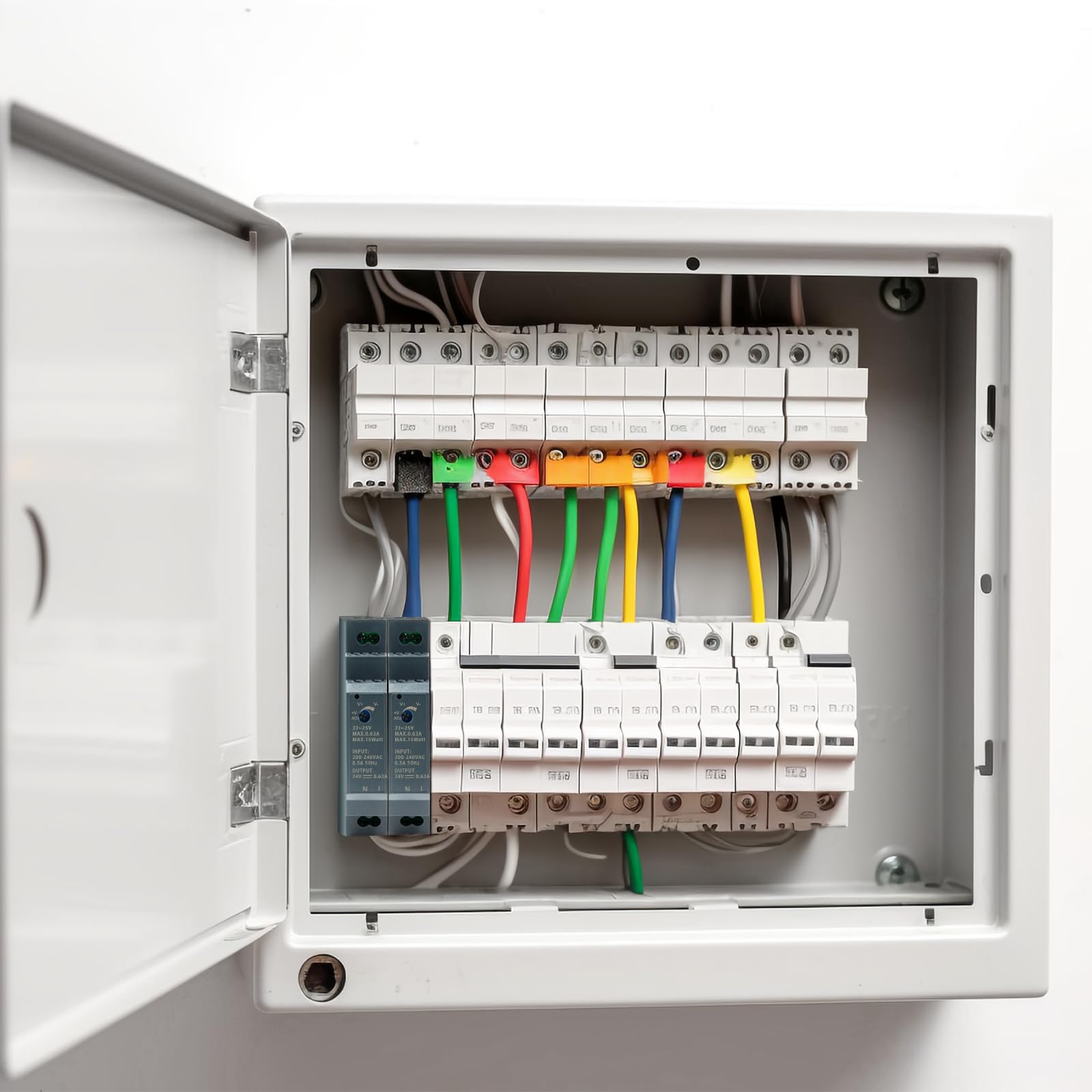 AGOTD Zasilacz sieciowy 15 W, 24 V, 0,63 A (wejście 200-240 V AC 50/60 Hz), zasilacz DIN Rail, transformator szynowy