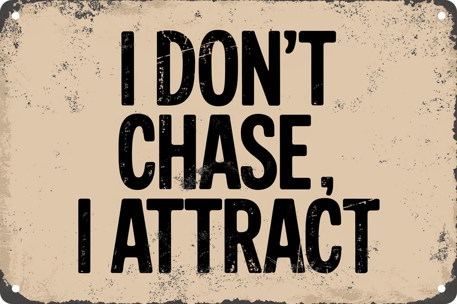 SMAZDFXX I Don‘t Chase I Attract Funny Novelty Metal Tin Sign For Bedroom Club Bar Pub Shop Garage Wall Art Decor Poster 5.5"x8"