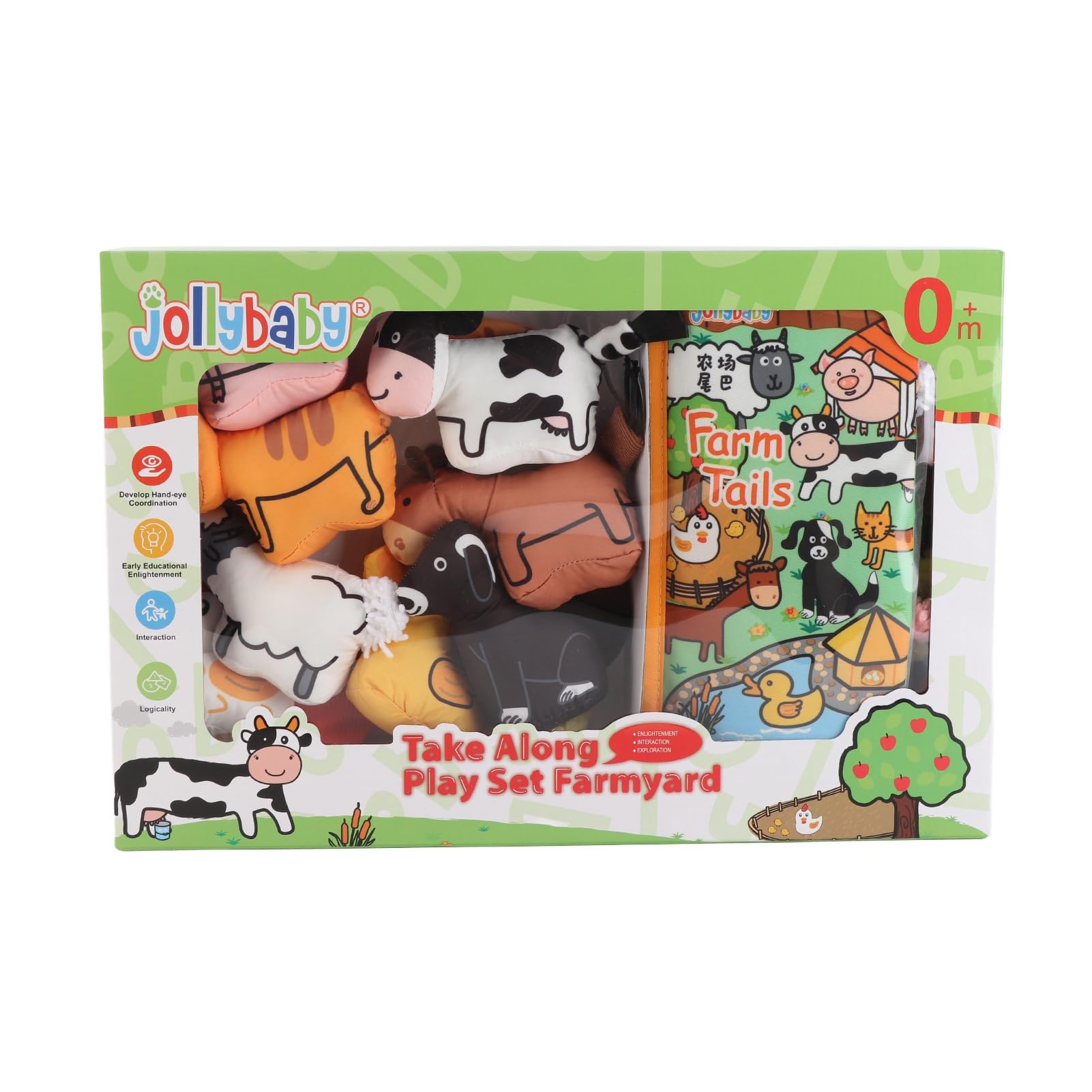 Weiches Pädagogisches Stoffbuch-Spielmatten-Set für Babys mit Tierpuppen, Entwicklung der Hand-Auge-Koordination, ab 0 Monaten, Wollstoff (B)
