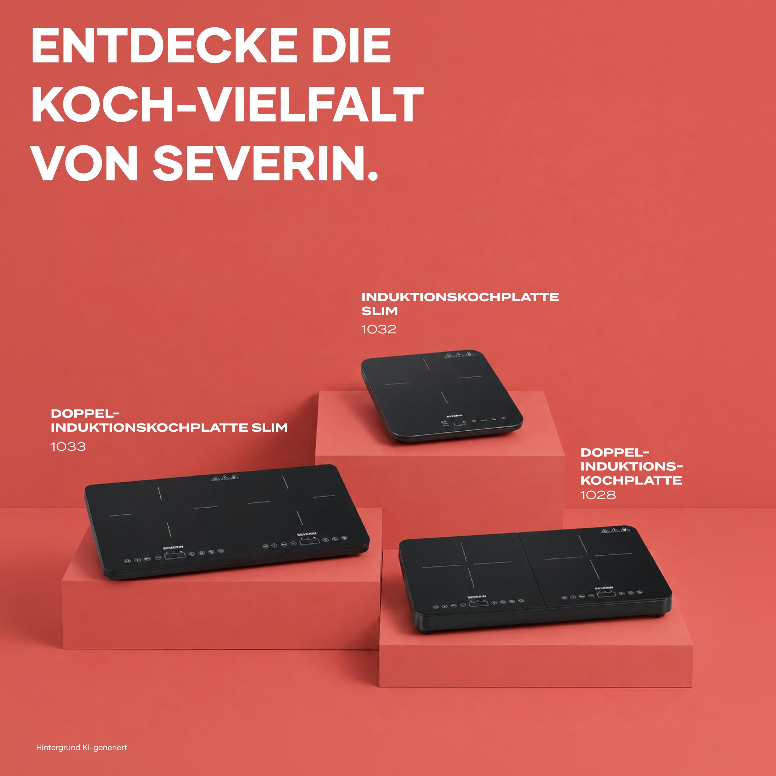 Severin Doppel-Induktionskochplatte 2 Platten, kratzfeste Glaskeramik-Kochfelder, matt, 10 Leistungsstufen, Touch-Display, Timerfunktion, automatische Abschaltung, 3.400W, schwarz, Glas, DK 1033