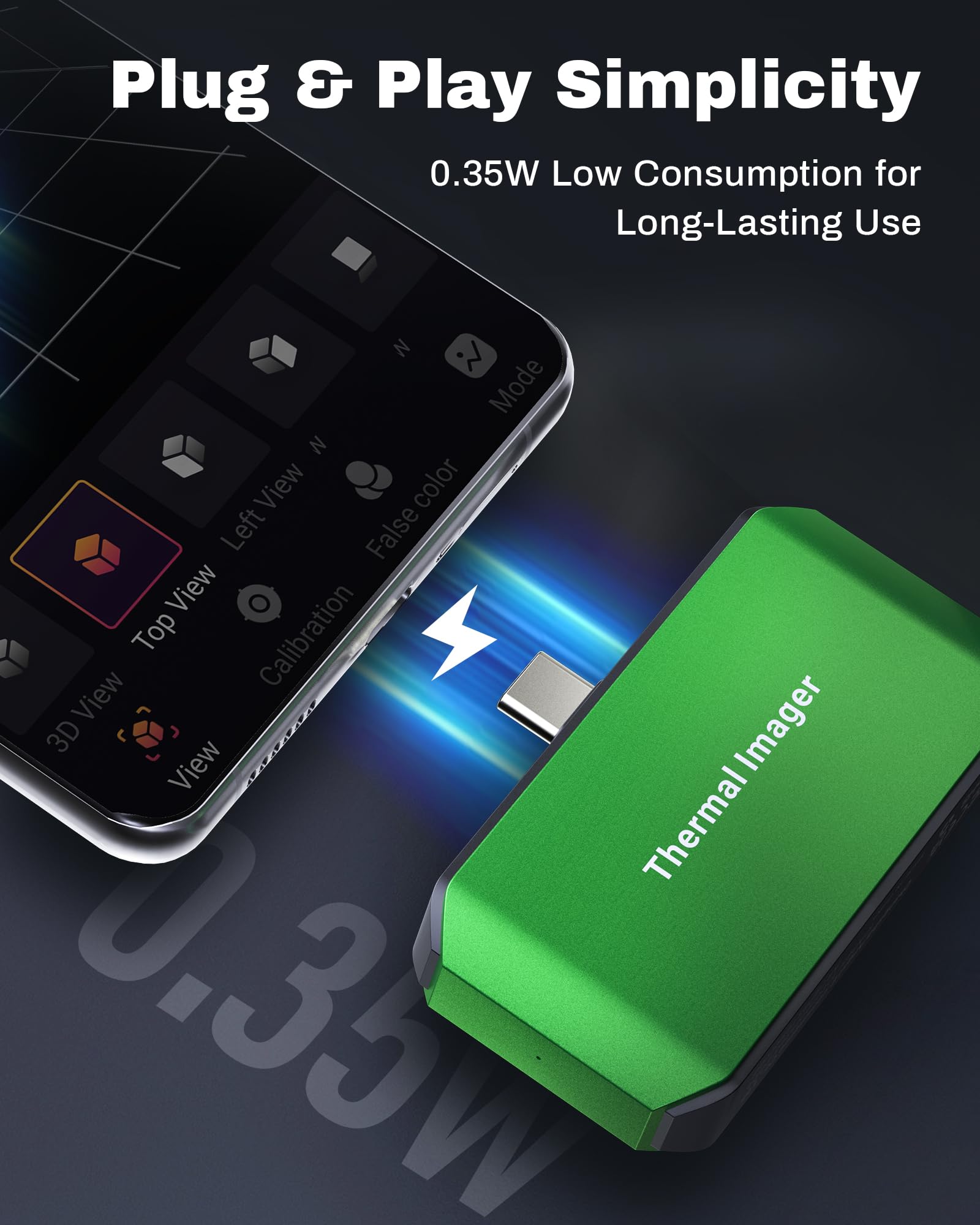 AMPBANK M256 Termocamera Professionale, 512x384 TISR Risoluzione Termocamera Smartphone con Analisi 3D, 25Hz Frequenza Aggiornamento, -20℃ a 450℃, Compatibile con Smartphone e Tablet Android e PC