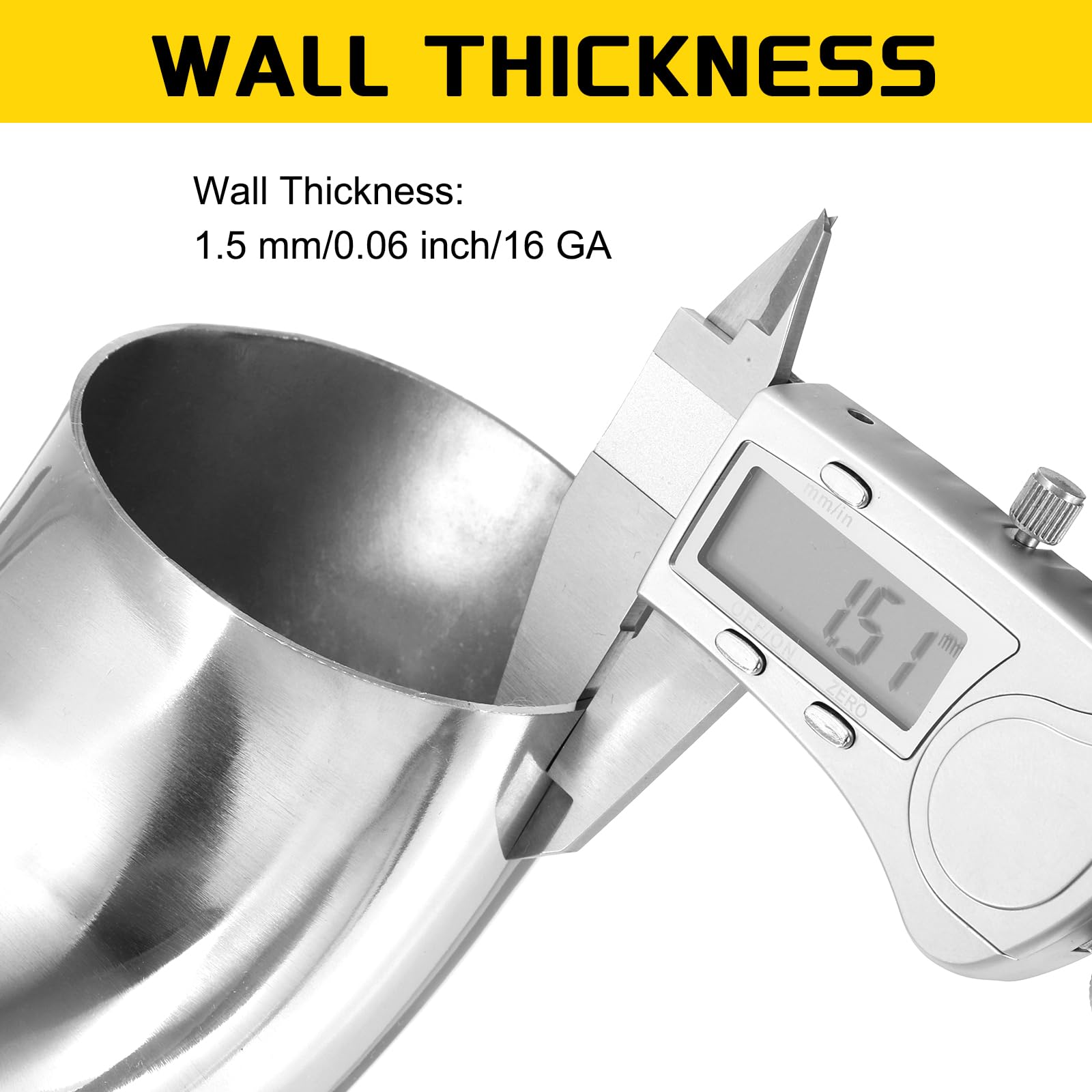 QUARKZMAN 2 Stück 90 Grad Metallrohr Bogen 70mm OD, 1.5mm Wandstärke 304 Edelstahl Rohrbogen 165mm Länge Rohr Winkel Bogen mit Arbeitshandschuhe für Abflussrohr Abgasrohr Geländer Handläufe