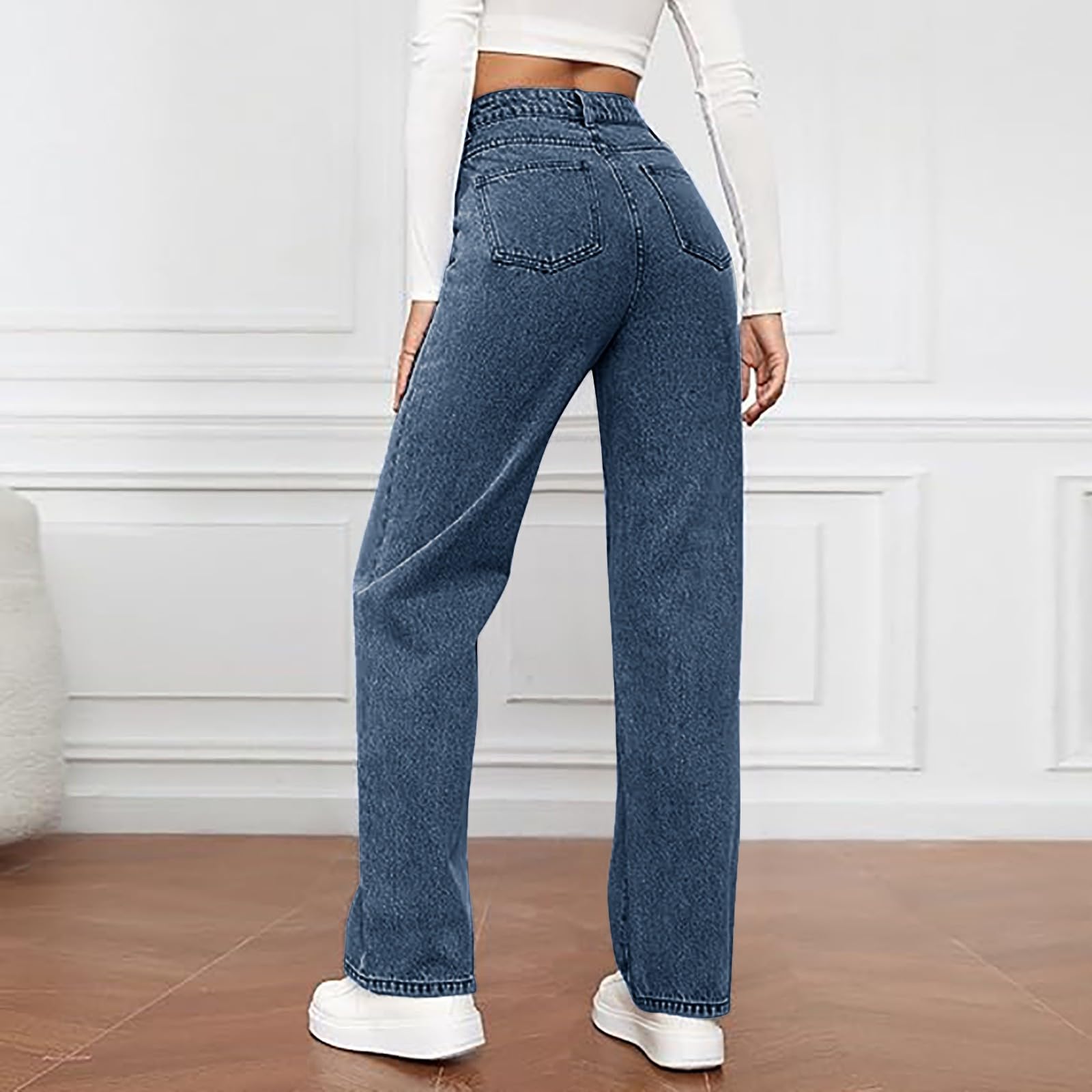 Pantalon en jean en coton pour femme en mousseline de soie avec poches