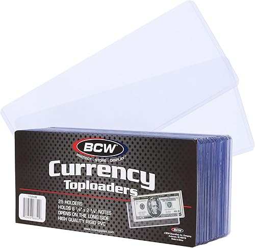 BCW - Contenedor de carga superior para billetes regulares transparente para 25 piezas BCW - Contenedor de carga superior para billetes regulares transparente para 25 piezas
