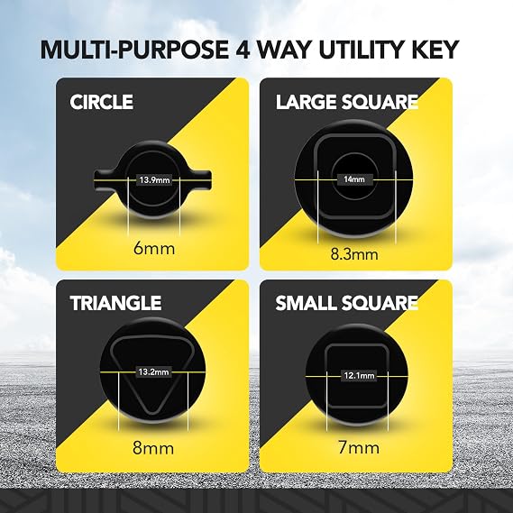 SOL 4 Way Utility Key Set - Gas, Electric & Radiator Meter Key Tool | Metal handle, opens meter boxes and service panels, compact for easy carry