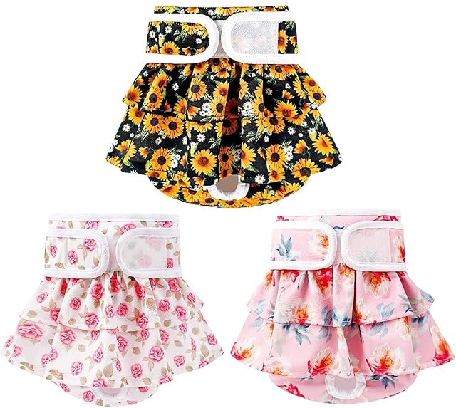 Dog Nappies Female Reusable, Dog Period Pants in Season with High Absorbent, Female Dog Season Pants Medium Small Large Dogs in Period, Incontinence, Dog Nappy Heat Pants Washable 3 Pack