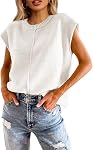 Cicy Bell Womens Summer Cap Sleeve Tops Lightweight Crew Neck Sweater Vest Casual Knit Pullover