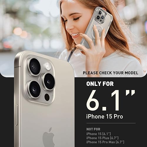 Miniatura 10 de i-Blason Ares Mag - Funda para iPhone 15 Pro, compatible con MagSafe, funda transparente de doble capa con protector de pantalla integrado (azul