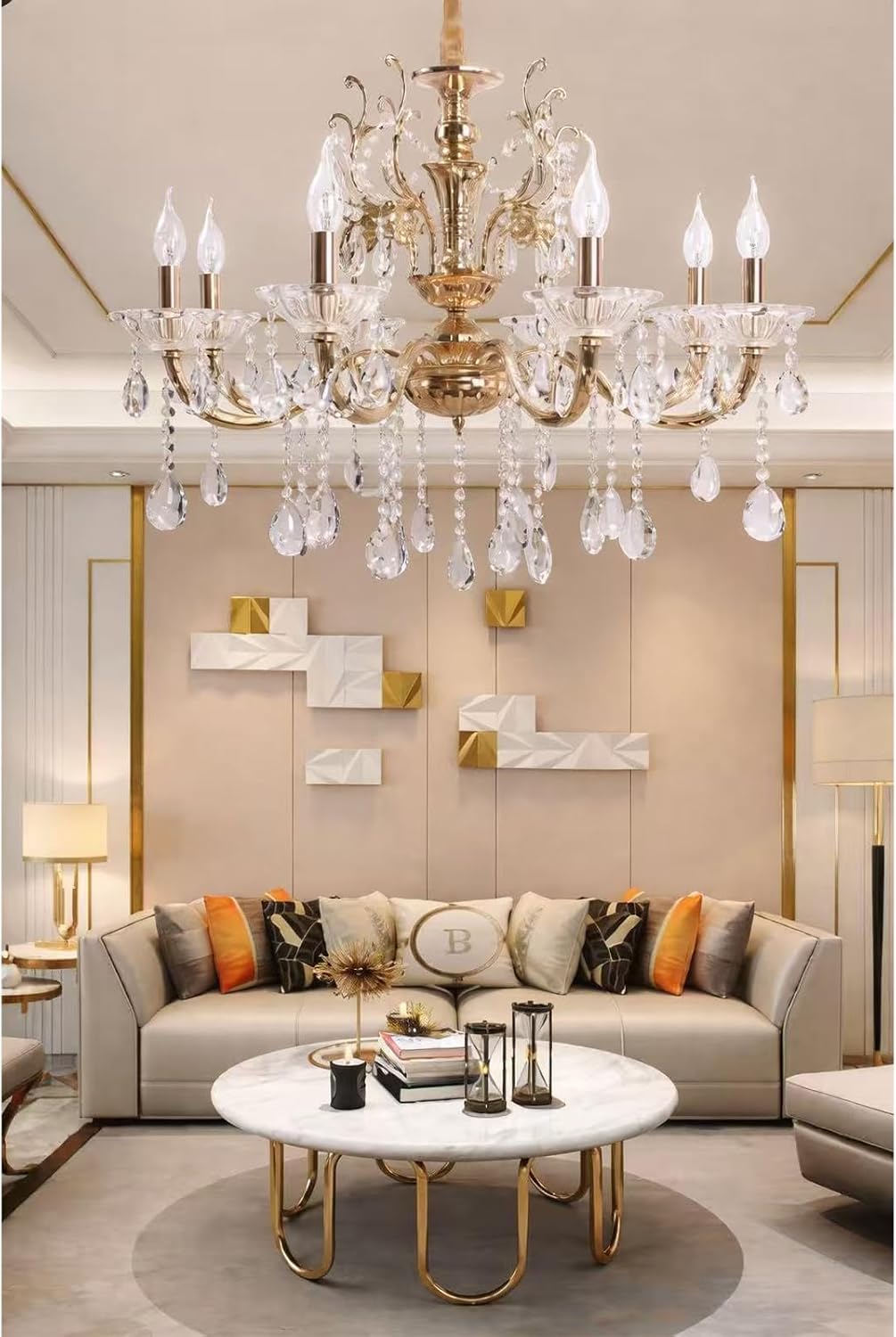 Lampadario in Cristallo Classico 8 Luci E14 71cm (ORO)