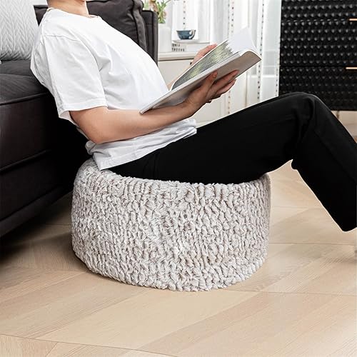 Miniatura 97 de Asuprui Puf otomano sin relleno, reposapiés otomano de 20 x 12 pulgadas, puf redondo para piso, sin relleno, reposapiés con almacenamiento para sala