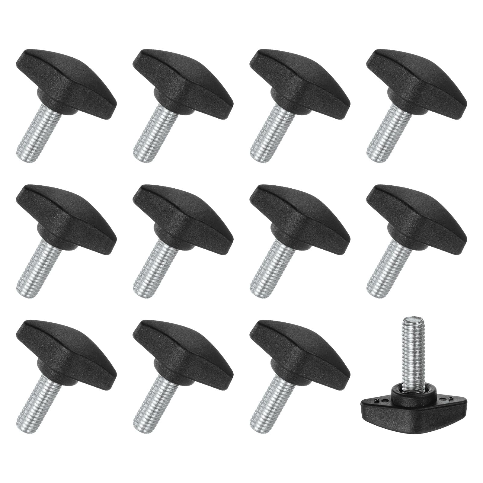 M METERXITY 12-Pack Thumb Screws, M8x20mm Tee Wing Knobs, Plastic T Handles Clamping Knob for Woodworking/Machinery/Equipment