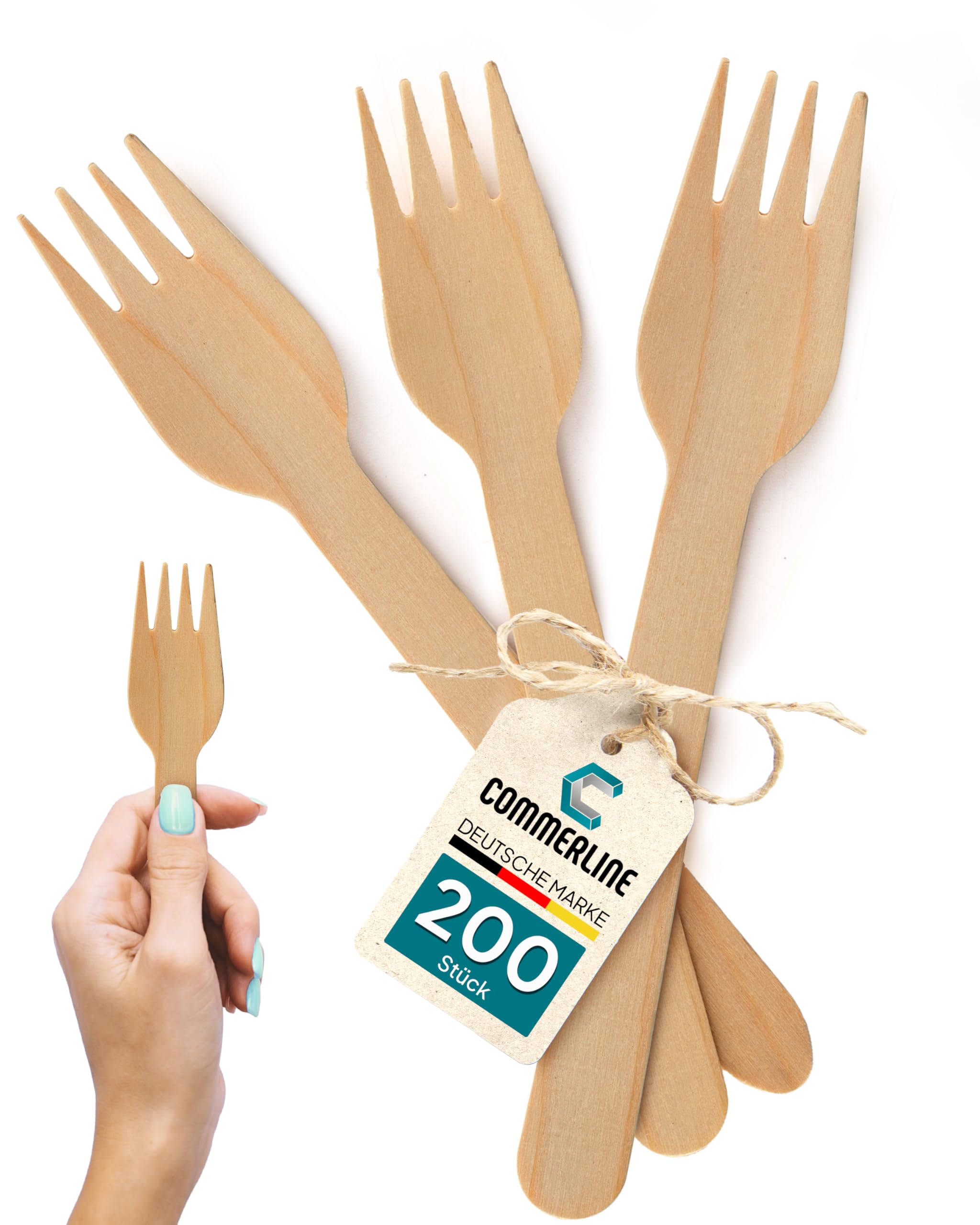 200 Forchette Di Legno USA E Getta - Forchetta Per Snack, Frutta, Feste, 100 Mm