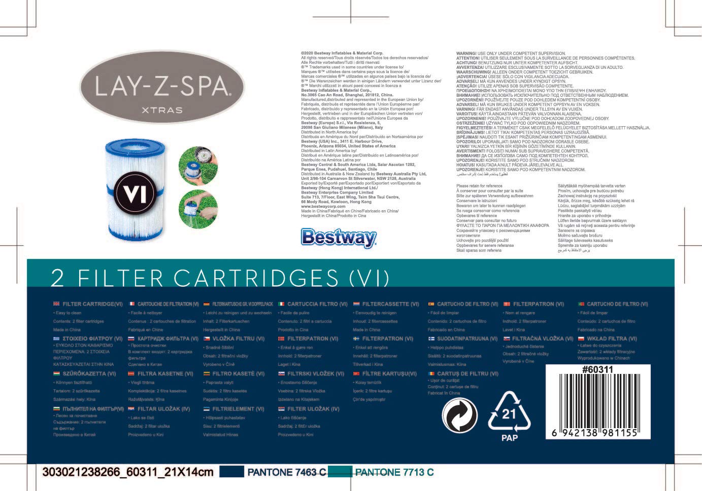 LayZSpa Hot Tub Filter Cartridge VI for All LayZSpa Models 1 x