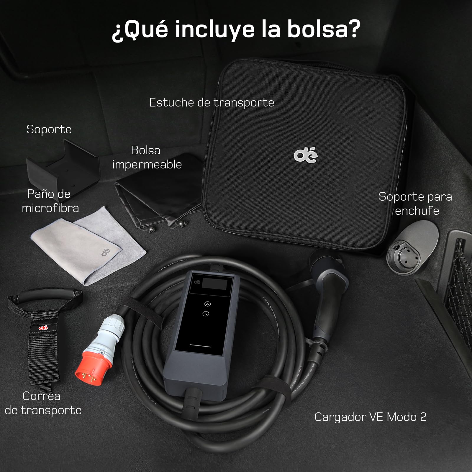 dé Cargador Coche Electrico 11kW 10m [6-16A, 3-Fases] Cargador Vehiculo Electrico 11kW y Estacion de Carga Coche, Cargador Carro Electrico para Model Y/3, e-Tron y Otros EV/PHEV