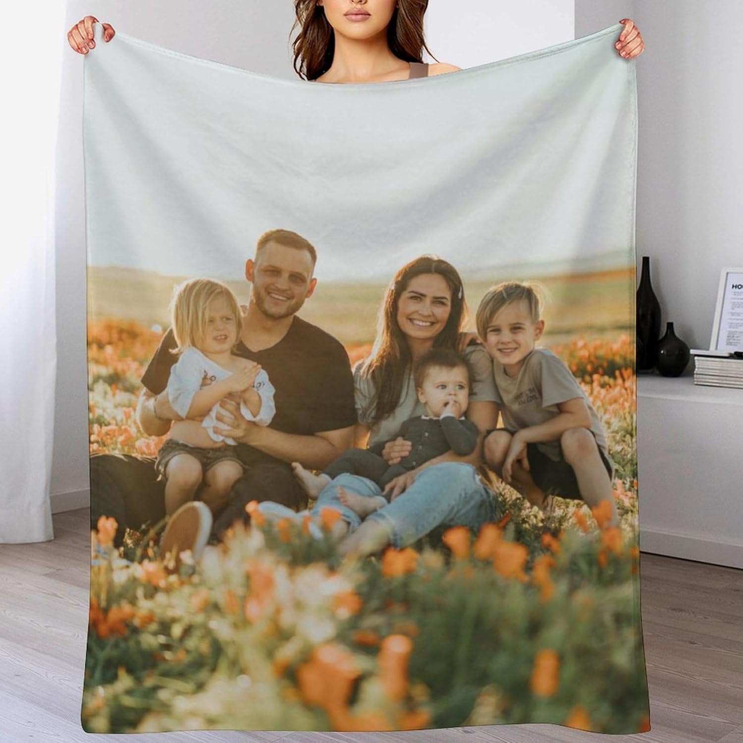 Custom Blanket with Picture, Customized Blanket for Adult Kid Personalized Blankets and Throws, Customized Photo Name Blanket for Wife, Husband, Mom, Dad, 60"x80"
