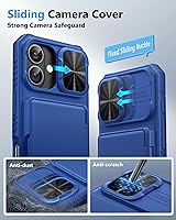 Vista 4 de ATATOO Funda para iPhone 17 con Portador de Tarjetas (Almacena 3-5 Tarjetas) [Bloqueo RFID] y Cubierta Deslizante para Cámara, Protección de Grado