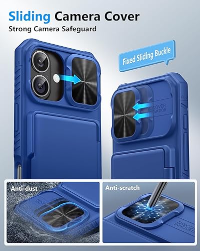 Miniatura 4 de ATATOO Funda para iPhone con tarjetero (almacena 3-5 tarjetas) bloqueo RFID y funda para cámara deslizante, protección de grado militar, funda de