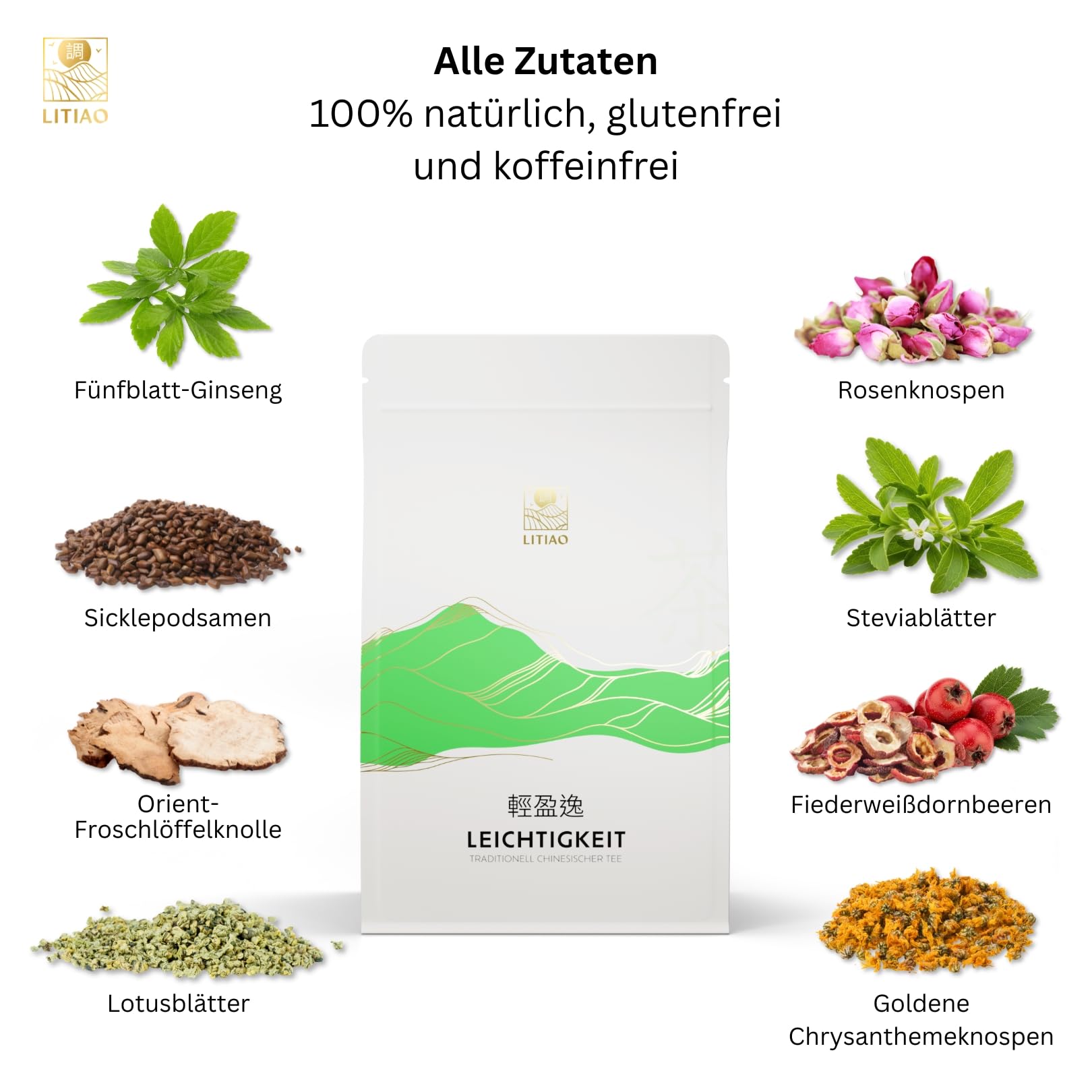 NEU - LITIAO® LEICHTIGKEIT Kräutertee mit 8 rein natürlichen TCM-Kräutern, 6er Set